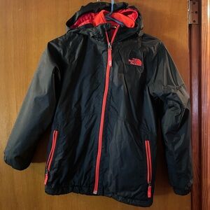 The North Face Kids Black and Orange Raincoat